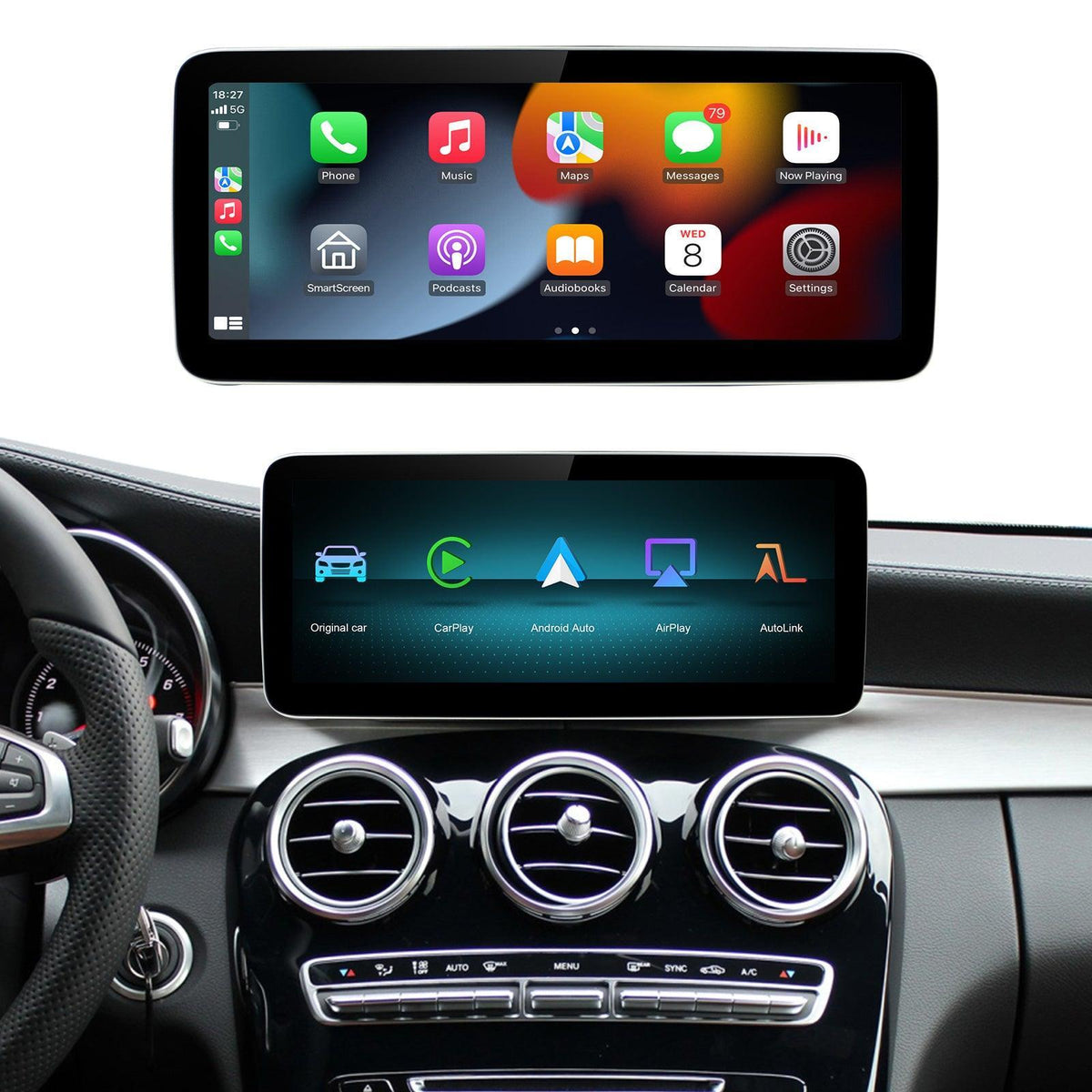 Mercedes-Benz NTG4.0 4.5 5.0 12.3 inch wireless CarPlay Android Auto screen