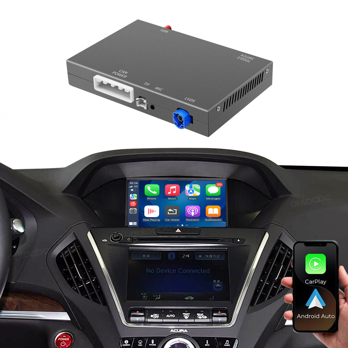 Acura dual-screen wireless CarPlay Android Auto module