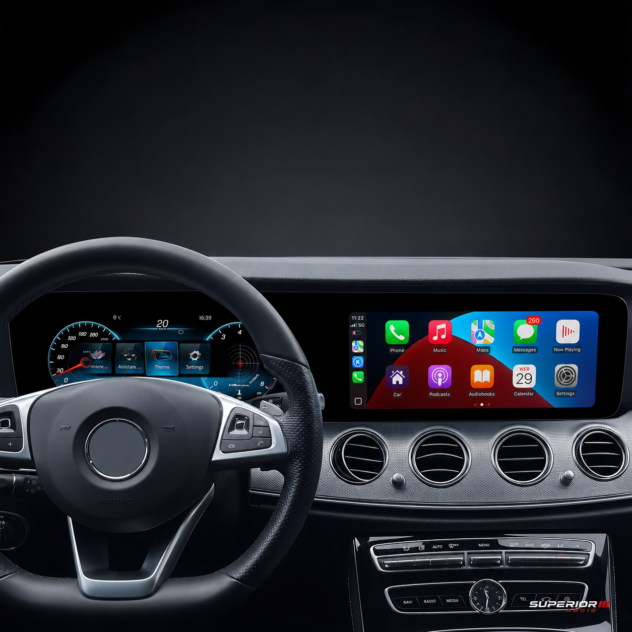 2016–2023 Mercedes-Benz E-Class Panoramic Dual-Screen Digital Cockpit — Wireless CarPlay & Android Auto