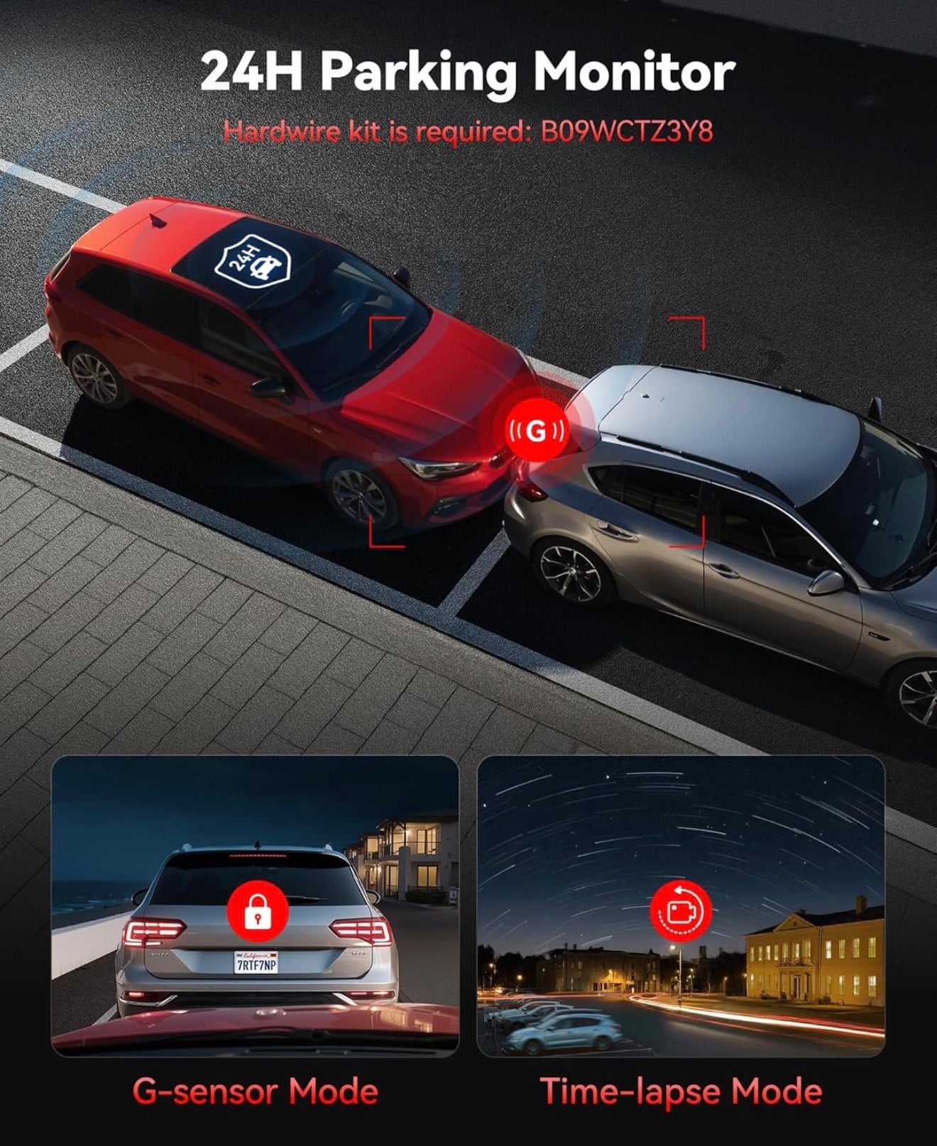 4K Dash Cam Front & Rear — Night Vision, 5.8GHz Wi-Fi, GPS, 128GB Included
