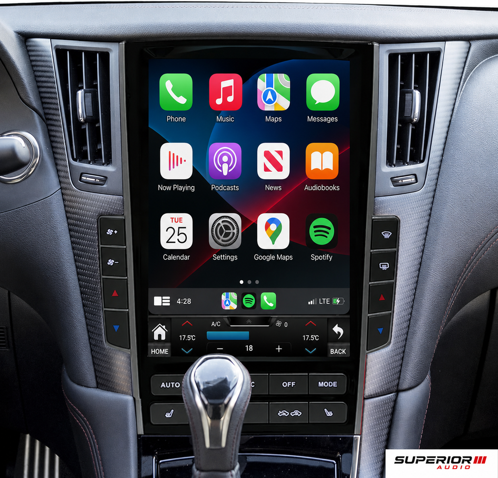2013–2022 Infiniti Q50 / Q60 12.1" Tesla-Style CarPlay Screen — Vertical Touchscreen