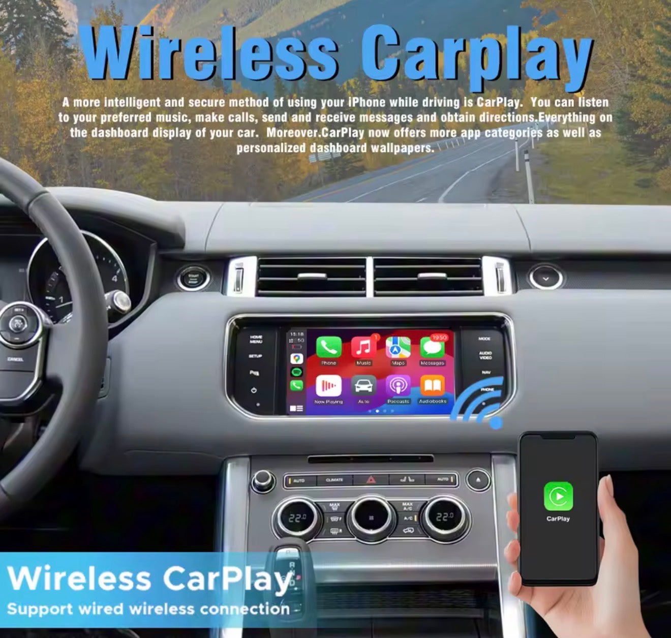 Wireless Apple CarPlay & Android Auto Interface for 2012-2016 Range Rover Sport with Bosch System