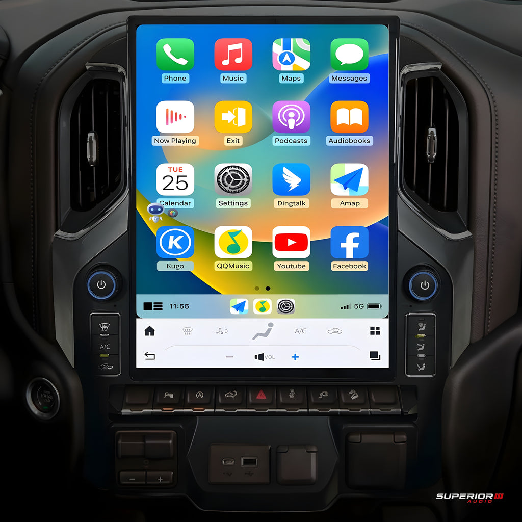 2019–2026 Chevrolet Silverado & GMC Sierra 15.6 Tesla-Style - Superior Audio premium install