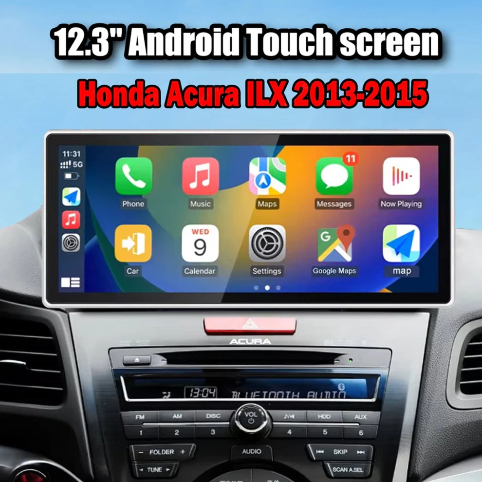 2013–2015 Acura ILX 12.3" Tesla-Style CarPlay Screen — Android 14 Infotainment Upgrade
